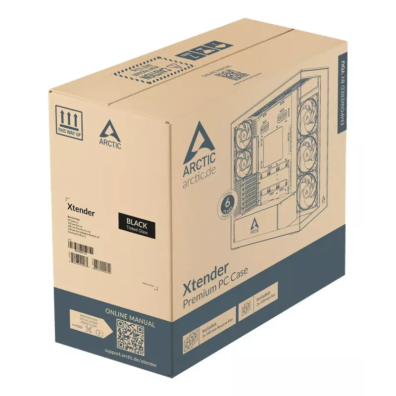 ARCTIC Xtender VG (Black) Premium E-ATX PC Case su vertikaliu GPU montavimu