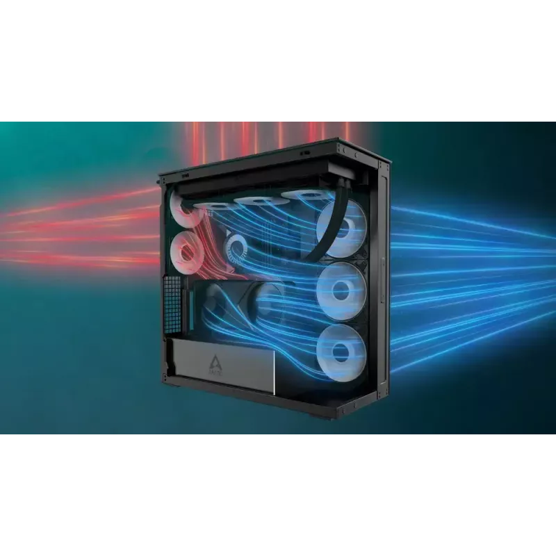ARCTIC Xtender VG (Black) Premium E-ATX PC Case su vertikaliu GPU montavimu