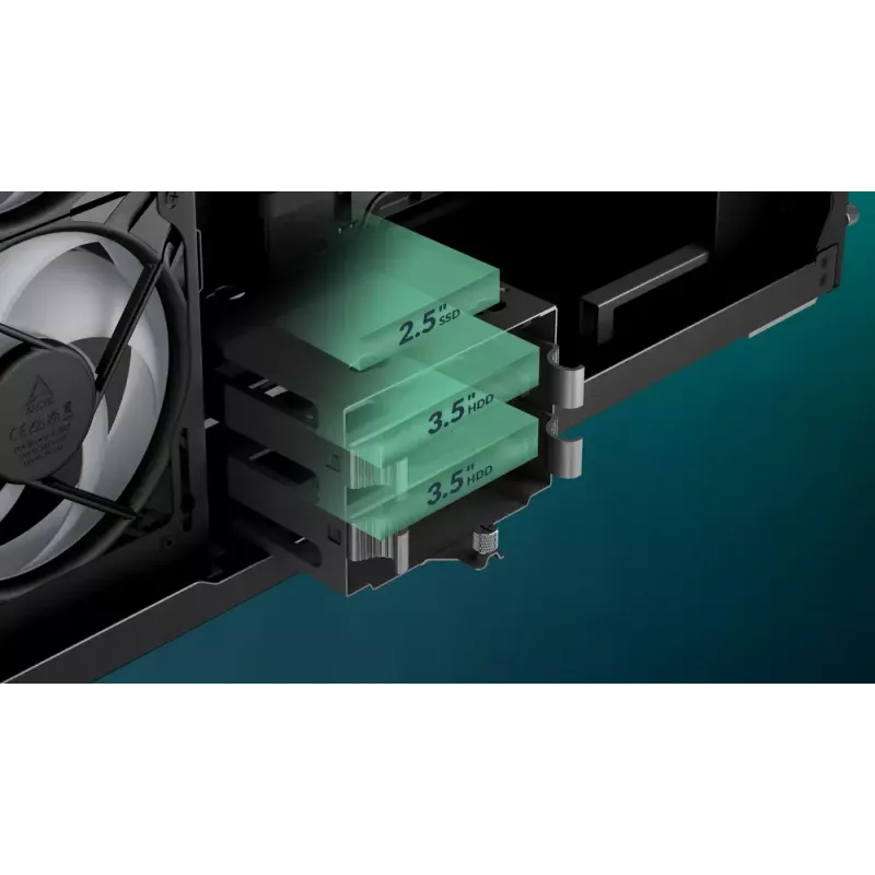 ARCTIC Xtender VG (Black) Premium E-ATX PC Case su vertikaliu GPU montavimu