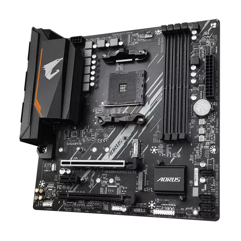 Motininė plokštė GIGABYTE B550M AORUS ELITE micro ATX, AMD B550, Socket AM4, 4x DIMM DDR4, 128GB, 2x M.2, 4x SATA III