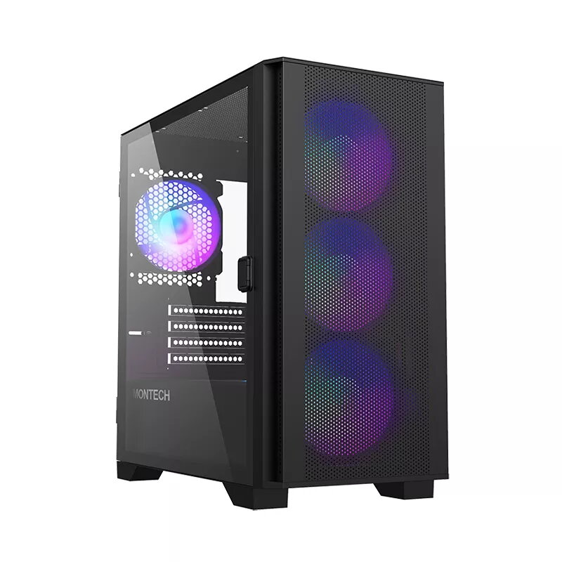 PC korpusas Montech AIR 100 ARGB Mini Tower, juodas