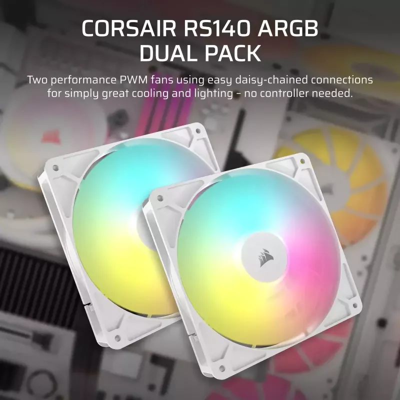 Ventiliatorius Corsair RS140 ARGB 14 cm baltas 330–1700 RPM