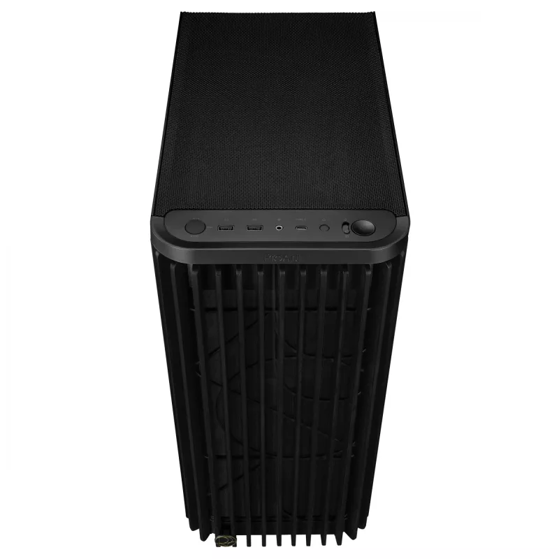 PC case ASUS ProArt PA401 Wood TG PWM Tower Juoda — ATX, tempered glass, 2x160mm front fans, USB-C, supports GPU 31.5 cm