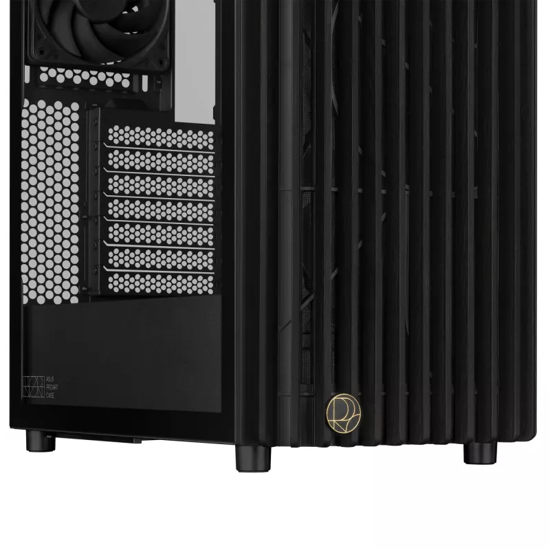 PC case ASUS ProArt PA401 Wood TG PWM Tower Juoda — ATX, tempered glass, 2x160mm front fans, USB-C, supports GPU 31.5 cm