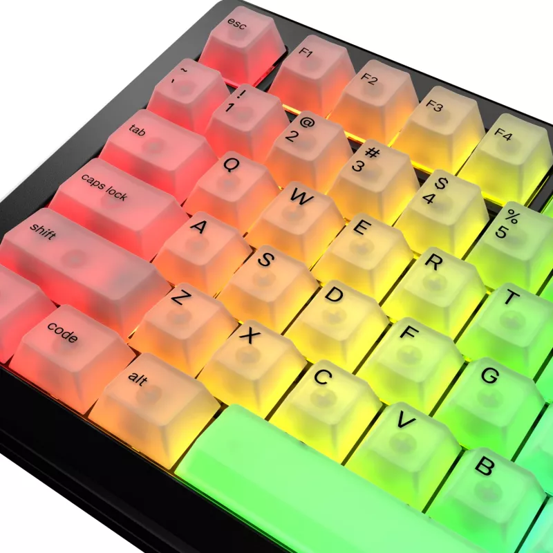 Keycaps GLORIOUS Polychroma V2 RGB US išdėstymas — pakaitinis rinkinys mechaninėms klaviatūroms