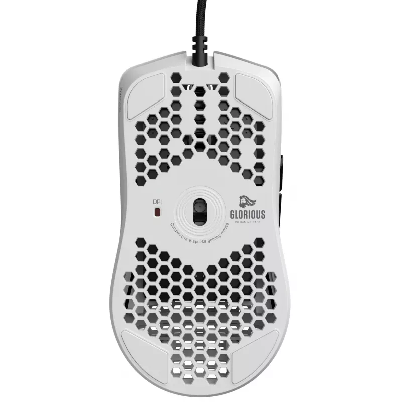 Glorious Gaming Glorious Model O- pelė Regular (White), dešiniarankė, optinė, USB Type-A, 3200 DPI, balta