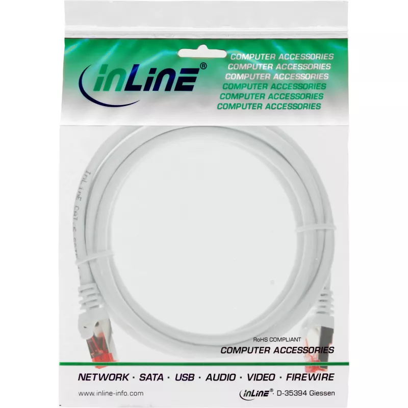 InLine komutacinis kabelis S/FTP PiMF Cat.6 250MHz PVC varis baltas 1m