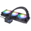 Šioje universalioje skysčio aušinimo sistemoje Alphacool 13074 — 120 mm ventiliatoriai, 3 ventiliatoriai, 2500 RPM, 40 cm vamzdeliai, varinis radiatorius, kelių spalvų LED, juoda