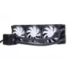 Šioje universalioje skysčio aušinimo sistemoje Alphacool 13074 — 120 mm ventiliatoriai, 3 ventiliatoriai, 2500 RPM, 40 cm vamzdeliai, varinis radiatorius, kelių spalvų LED, juoda