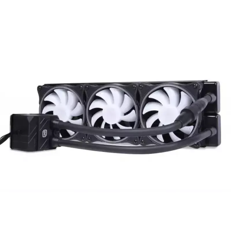 Šioje universalioje skysčio aušinimo sistemoje Alphacool 13074 — 120 mm ventiliatoriai, 3 ventiliatoriai, 2500 RPM, 40 cm vamzdeliai, varinis radiatorius, kelių spalvų LED, juoda