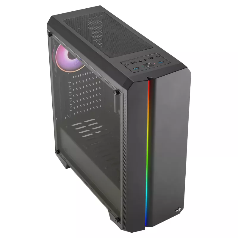 Aerocool GENESISV2BK PC ATX korpusas, priekinis skydelis LED ARGB ventiliatorius ARGB 12 cm, juoda