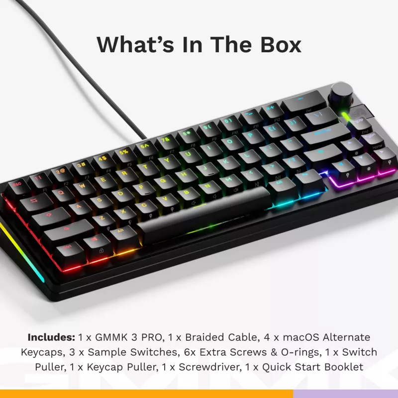 Mechaninė klaviatūra GLORIOUS GMMK 3 PRO 65% Prebuilt Wired USB, QWERTY, RGB, juoda