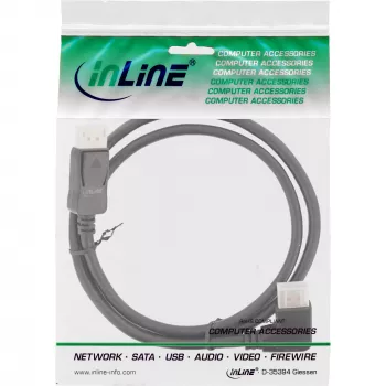 InLine DisplayPort 1.4 kabelis, 8K4K, stačiu kampu, juodas/auksinis, 3m