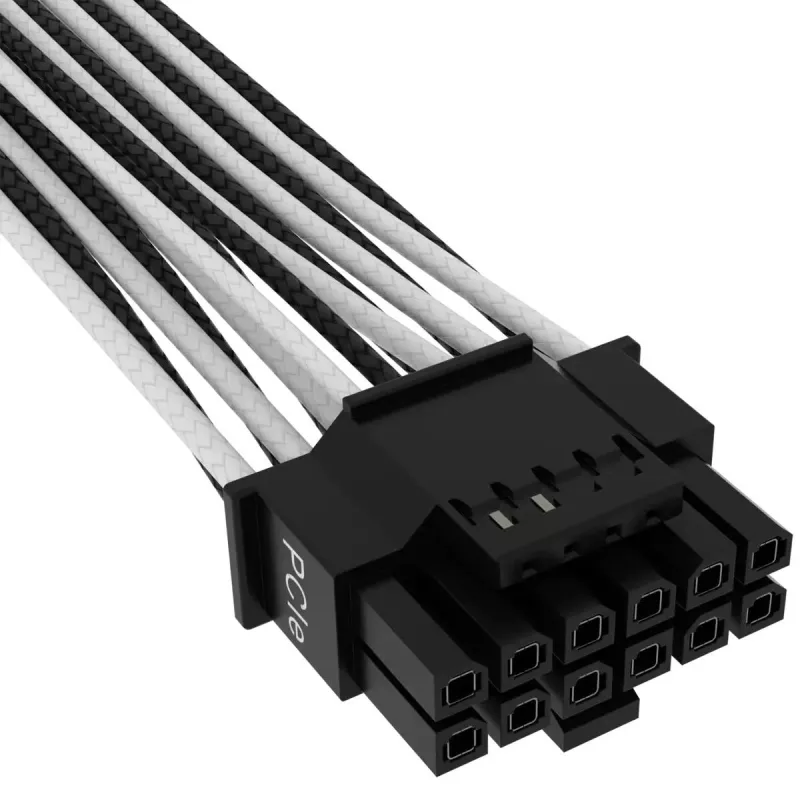 CORSAIR Premium Individualiai Įvilktas 12+4 kontaktų Pci-e Gen 5 12vhpwr 600 W Kabelis 4 Tipas Juoda/Balta