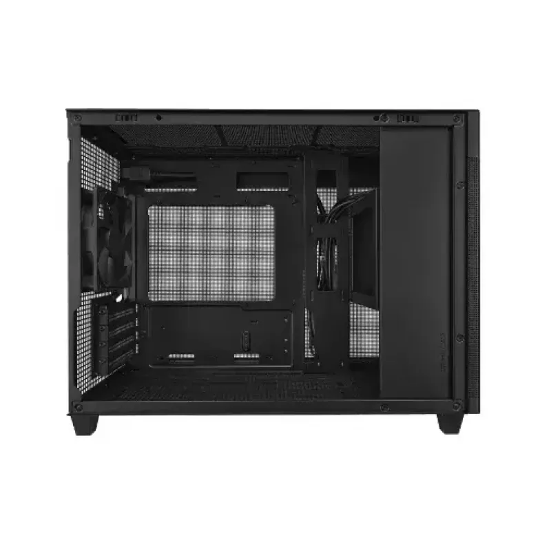 PC korpusas ASUS Prime AP201 MicroATX Mini Tower Juoda — palaiko microATX, maks. GPU 338 mm, procesoriaus aušintuvo aukštis 170 mm, 3x 3,5 colio nišos, USB-A 2x, USB-C 1x