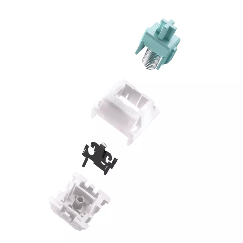 Klaviatūros jungikliai GLORIOUS Lynx Linear Mechanical Switches — 36 vnt., polikarbonatas, žydros spalvos permatomi