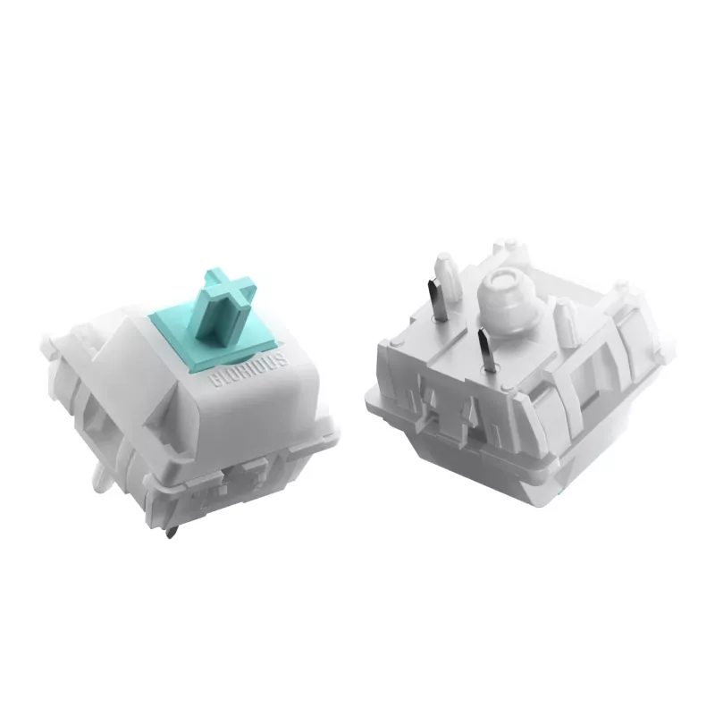 Klaviatūros jungikliai GLORIOUS Lynx Linear Mechanical Switches — 36 vnt., polikarbonatas, žydros spalvos permatomi