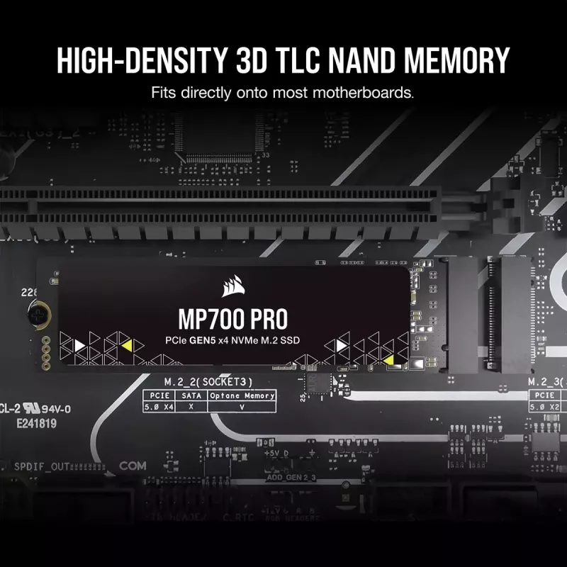 SSD diskas 2TB CORSAIR M.2 PCI-E NVMe Gen5 MP700 PRO mažmeninė pakuotė