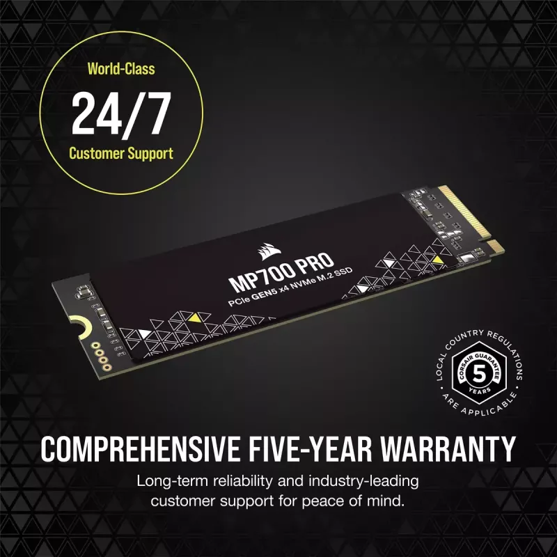 SSD diskas 2TB CORSAIR M.2 PCI-E NVMe Gen5 MP700 PRO mažmeninė pakuotė