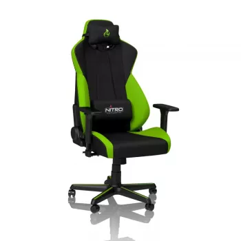 Gaming chair Nitro Concepts S300 — fabric seat, adjustable height 128–140 cm, backrest width 56 cm, Juoda/green