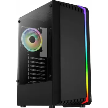 PC korpusas AEROCOOL Bionic Midi Tower — ATX, grūdintas stiklas, 3,5 inch x2 / 2,5 inch x4 lizdai, iki 297 mm GPU, 158 mm CPU aušintuvas, mėlynas LED