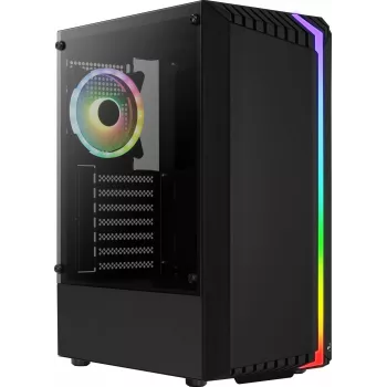 PC korpusas AEROCOOL Bionic Midi Tower — ATX, grūdintas stiklas, 3,5 inch x2 / 2,5 inch x4 lizdai, iki 297 mm GPU, 158 mm CPU aušintuvas, mėlynas LED