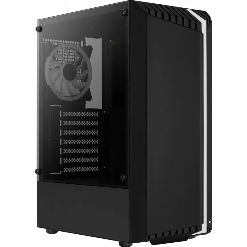 PC korpusas AEROCOOL Bionic Midi Tower — ATX, grūdintas stiklas, 3,5 inch x2 / 2,5 inch x4 lizdai, iki 297 mm GPU, 158 mm CPU aušintuvas, mėlynas LED