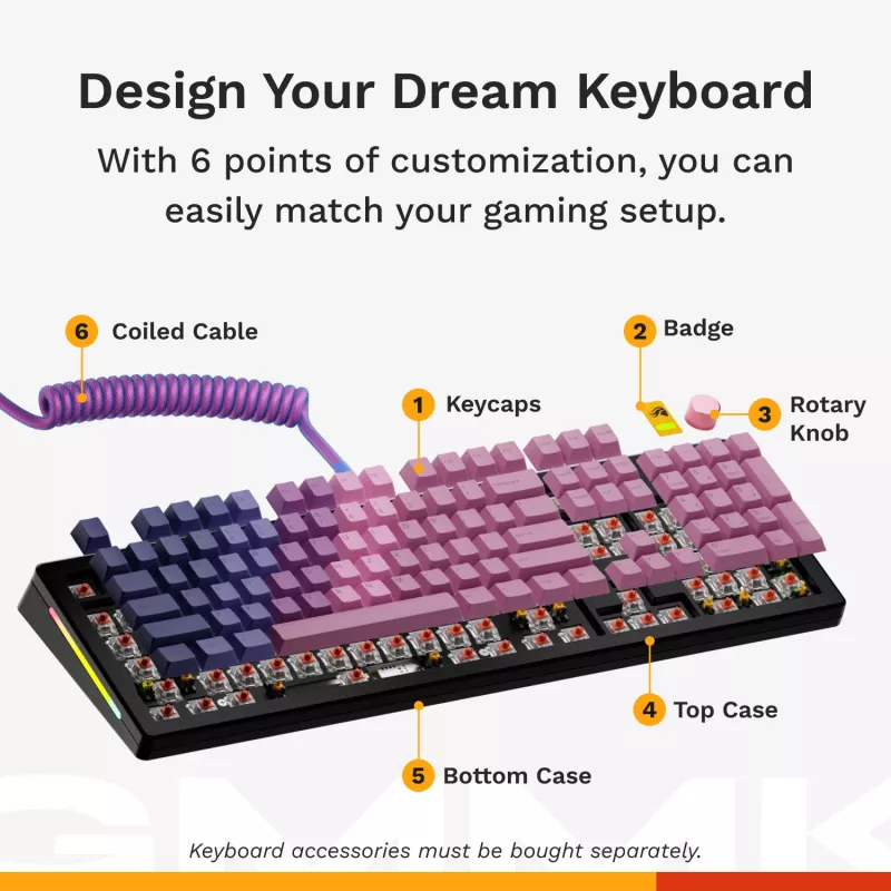 Mechaninė viso dydžio (100 %) laidinė klaviatūra GLORIOUS GMMK 3 — USB, QWERTY, RGB, juoda (US išdėstymas)