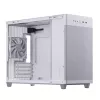 PC korpusas ASUS Prime AP201 MicroATX Mini Tower Baltas — palaiko microATX, iki 338 mm GPU, 3×3,5 colio + 1×2,5 colio diskų, USB-A 3.2 Gen1×2, USB-C 3.2 Gen2×1