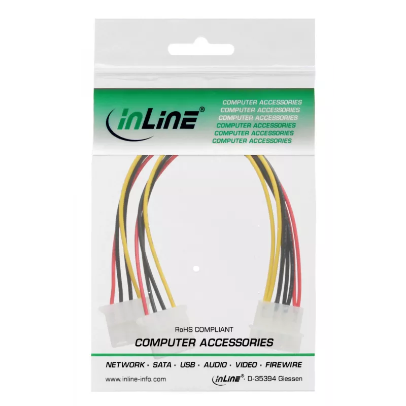 InLine vidinis maitinimo Y laidas 1x 5,25 colio Molex / 2x 5,25 colio Molex 0,20 m