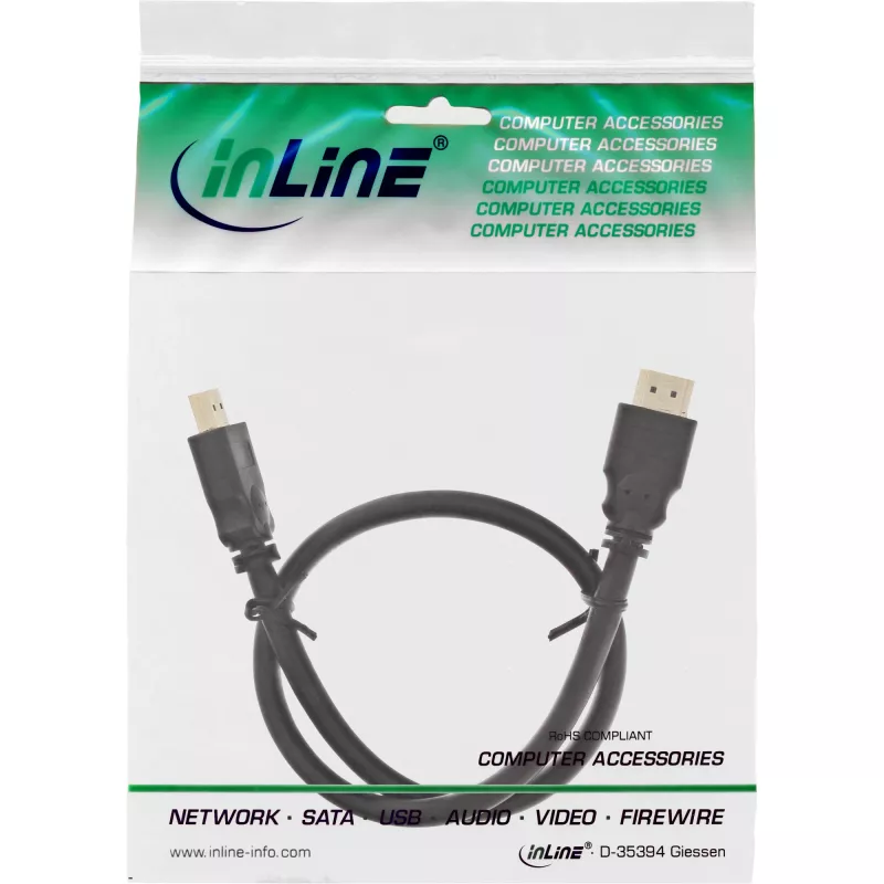 „InLine“ HDMI laidas, didelės spartos HDMI laidas, V/V, juodas, paauksuoti kontaktai, 1,5 m