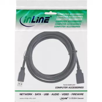 USB 3.2 Gen.1 kabelis A tipo kištukas / B tipo lizdas InLine 35630 3 m juodas