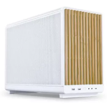 PC Case Lian Li A3-mATX Micro Tower White with Wood Accents — Micro-ATX/Mini-ITX, ATX/SFX/SFX‑L PSU support