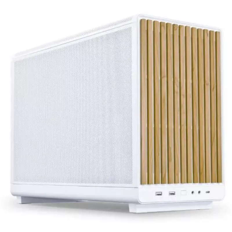PC Case Lian Li A3-mATX Micro Tower White with Wood Accents — Micro-ATX/Mini-ITX, ATX/SFX/SFX‑L PSU support