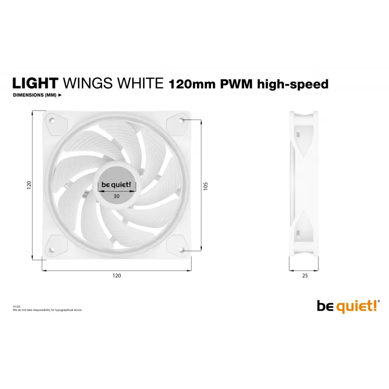 be quiet Light Wings White | 120mm PWM didelio greičio trigubas rinkinys Kompiuterio korpuso ventiliatorius 12 cm 3 vnt.