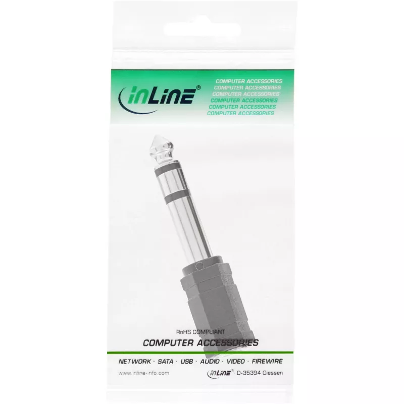 InLine garso adapteris 6,3 mm kištukas / 3,5 mm lizdas stereofoninis, 3,5 mm lizdas, moteriška 3,5 mm jungtis, juodas