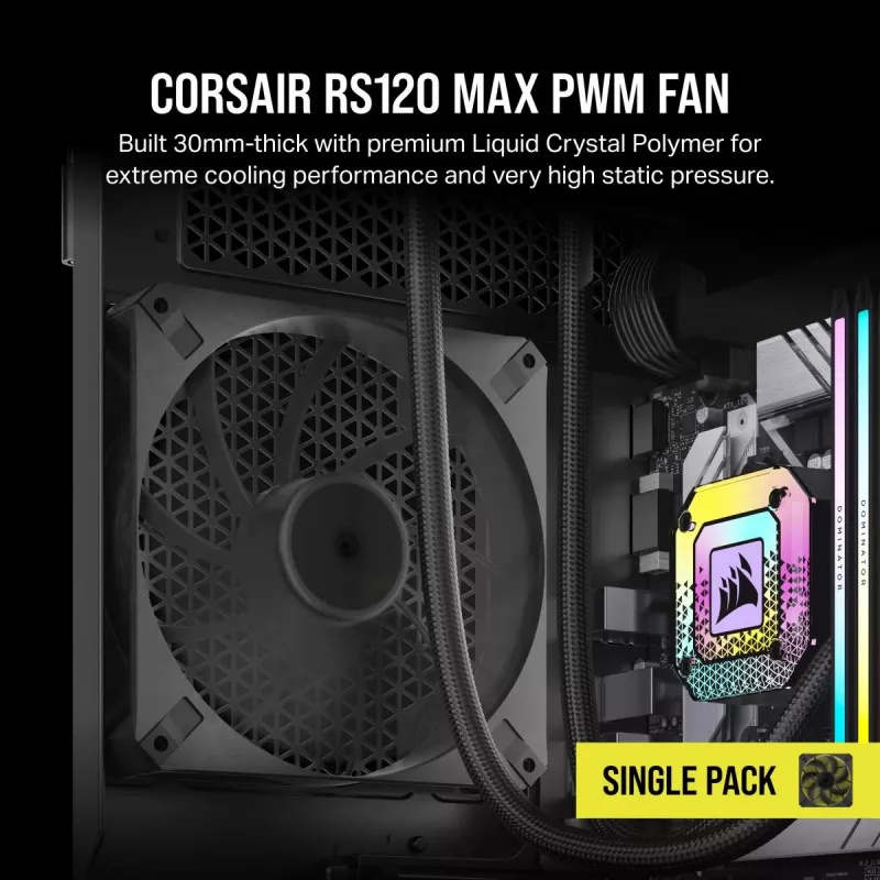 Ventiliatorius Corsair RS120 MAX 12 cm juodas 2000 aps./min. 4,2 mmH2O