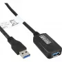 InLine USB3.2 Gen.1 aktyvus kartotuvės laidas A tipo kištukas / lizdas, juodas, 5 m