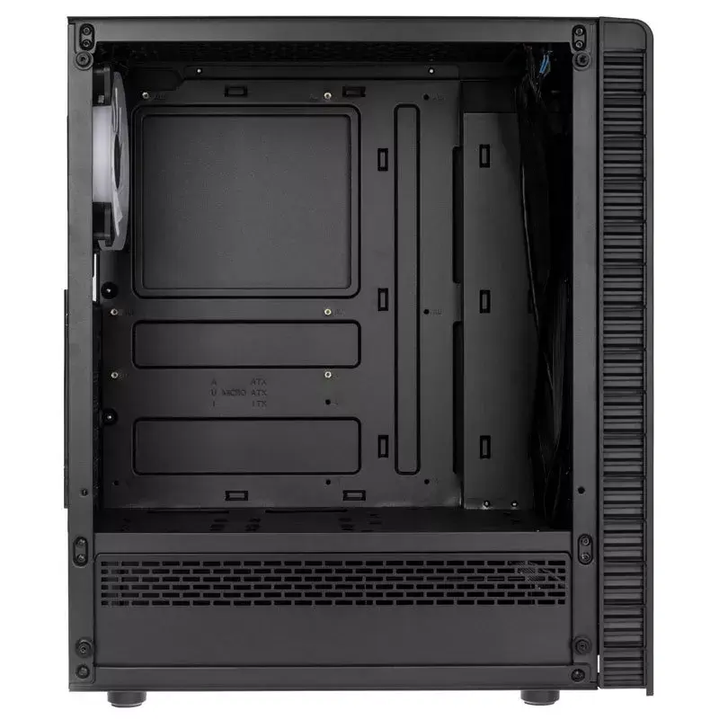 PC Midi Tower Kolink Observatory Lite — juoda, grūdintas stiklas, ATX/Micro-ITX, 3x120 mm priekyje, 1x120 mm gale, 190×400×440 mm
