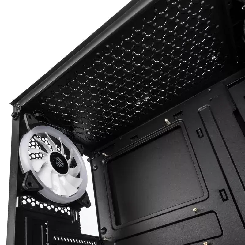 PC Midi Tower Kolink Observatory Lite — juoda, grūdintas stiklas, ATX/Micro-ITX, 3x120 mm priekyje, 1x120 mm gale, 190×400×440 mm