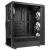 PC Midi Tower Kolink Observatory Lite — juoda, grūdintas stiklas, ATX/Micro-ITX, 3x120 mm priekyje, 1x120 mm gale, 190×400×440 mm