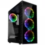 PC Midi Tower Kolink Observatory Lite — juoda, grūdintas stiklas, ATX/Micro-ITX, 3x120 mm priekyje, 1x120 mm gale, 190×400×440 mm