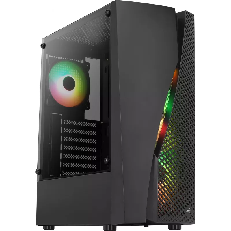Aerocool WAVEBKV3 ATX PC korpusas, grūdintas stiklas, 4xRGB ventiliatoriai, juodas