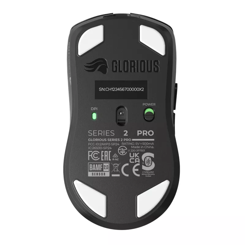 Belaidė žaidimų pelė GLORIOUS Series 2 PRO (dešiniarankiams) — 26 000 DPI, RF belaidė + USB‑C, 4K/8K Hz, 6 mygtukai, juoda