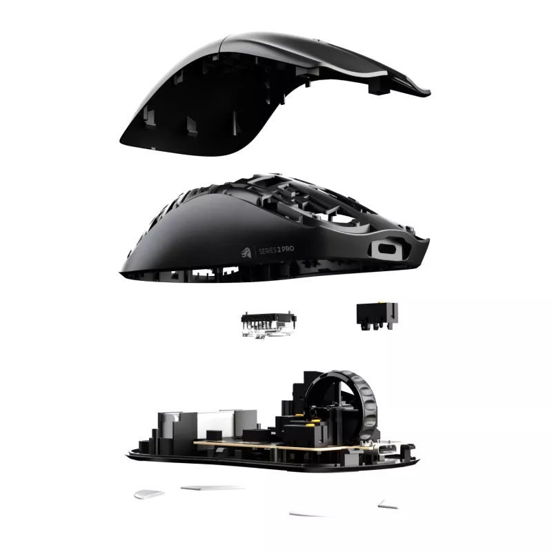 Belaidė žaidimų pelė GLORIOUS Series 2 PRO (dešiniarankiams) — 26 000 DPI, RF belaidė + USB‑C, 4K/8K Hz, 6 mygtukai, juoda
