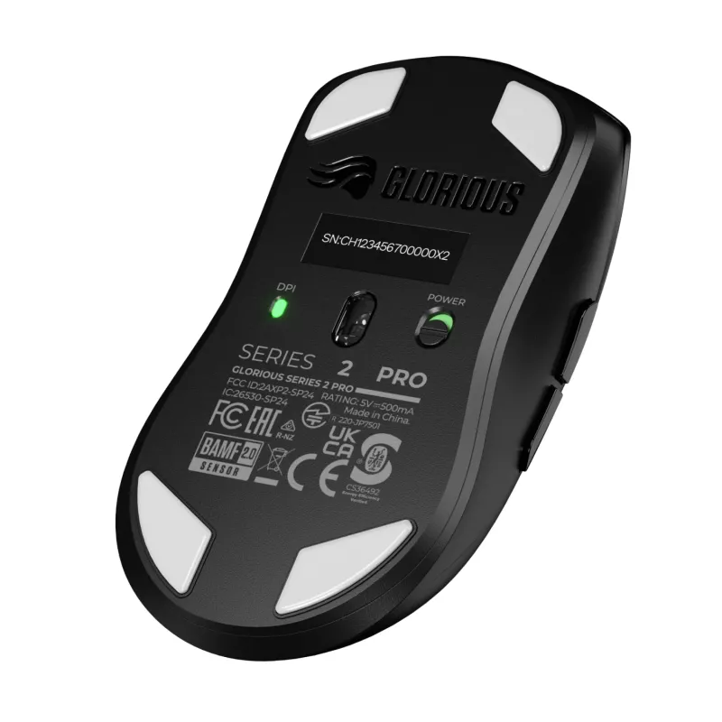 Belaidė žaidimų pelė GLORIOUS Series 2 PRO (dešiniarankiams) — 26 000 DPI, RF belaidė + USB‑C, 4K/8K Hz, 6 mygtukai, juoda