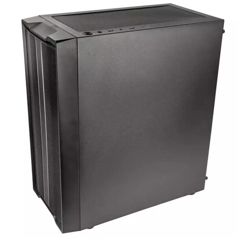 PC korpusas Kolink Inspire K12 ARGB Midi Tower — juodas su permatomu šonu, palaiko ATX/Micro ATX/ITX, 2x3,5 colio + 2x2,5 colio skyriai