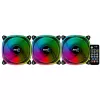 Aerocool ASTRO12PRO rinkinys 3 ventiliatoriai PC 12cm LED RGB antivibracinis nuotolinio valdymo