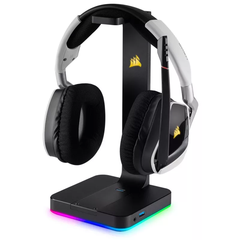 CORSAIR ausinių stovas - St100 RGB Premium - su stovu 7.1 erdvinis garsas - pritaikomas RGB apšvietimas