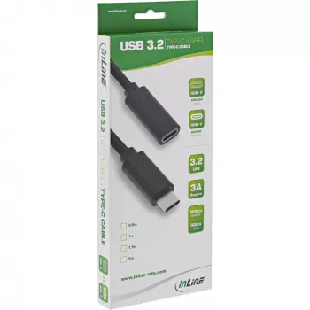 USB 3.2 Gen.1x2 ilginamasis laidas InLine 35772 2m USB-C kištukas / lizdas juodas